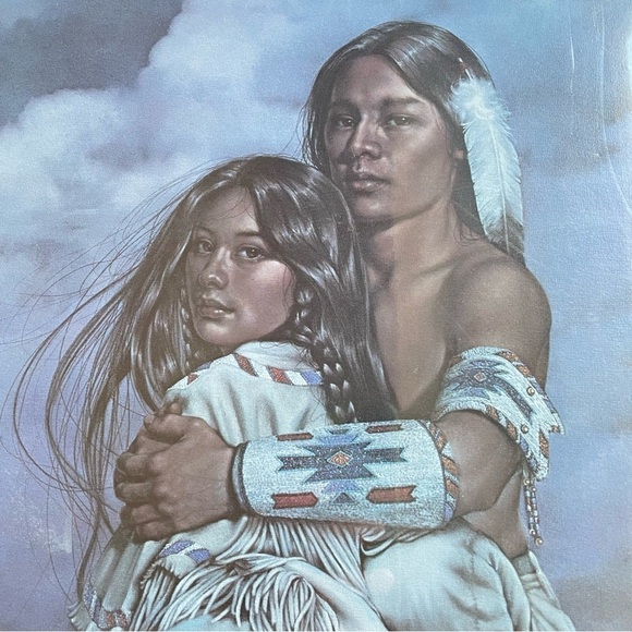 Penni Ann Cross Native American print Art Leanin Tree 1988 Vintage Rare Love - Picture 3 of 10